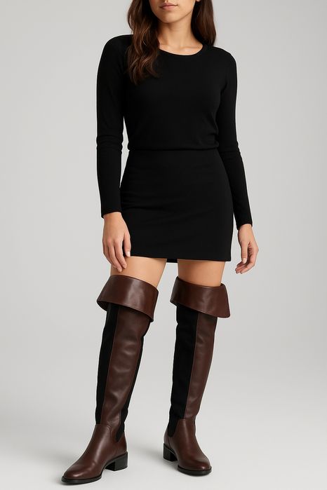 Długie podwijane kozaki damskie brązowe  36 36.5 nowe bcbgmaxazria