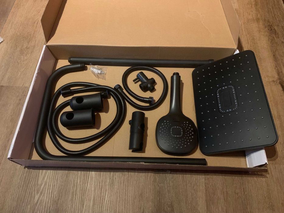 2x Chuveiro de Parede - Chuva - Preto - Aço Inoxidável - Novo