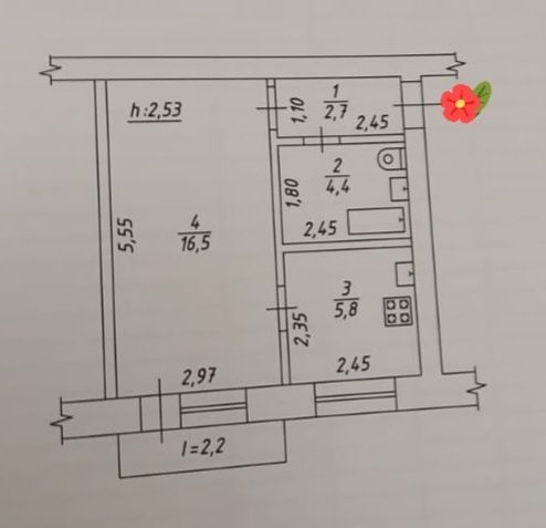 1к кв на 3 поверсі вул.Я.Мудрого