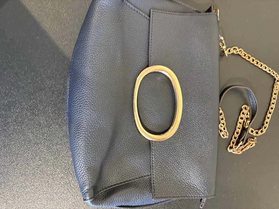 Mala a tira colo, azul, como nova (varios bolsos)