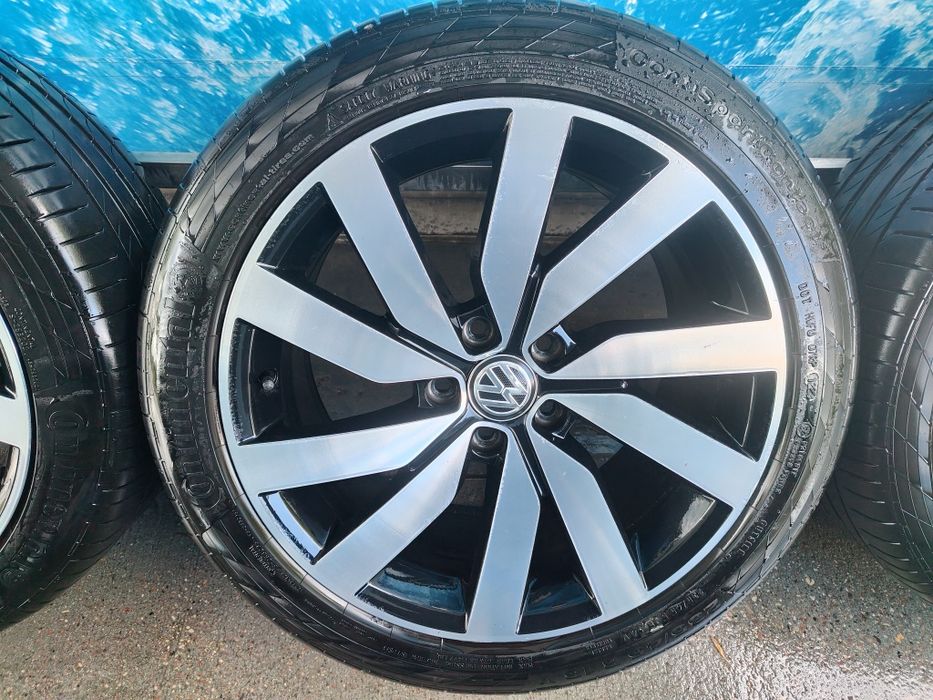 Koła: Felgi 18" 5x112 Oryginalne Volkswagen, Opony letnie Continental
