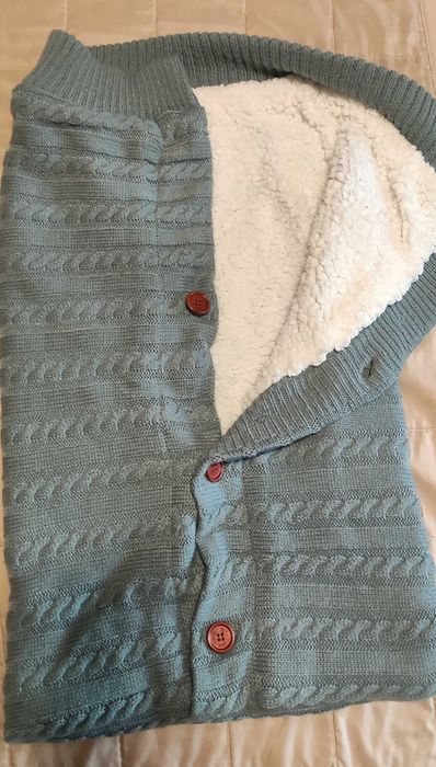 Конверт кокон для новонародженого, вязаний, утеплений, на виписку