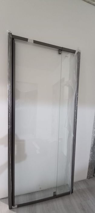 двері для душу скляні, перегородка EGO LEX Grey розпашні 90х200 см