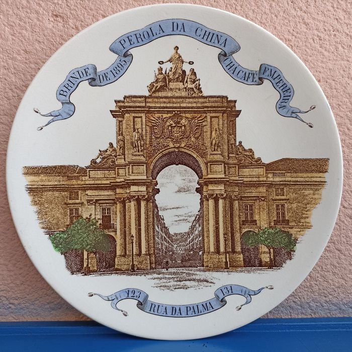 Prato Sarreguemines brinde publicitário para Pérola da China 1895
