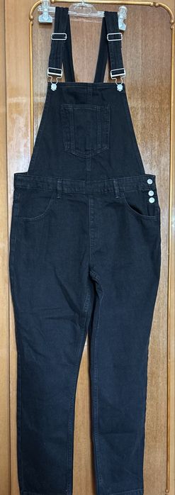 Чорний джинсовий комбінезон Cropp denim