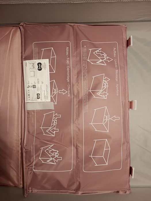 Smiki, łóżeczko turystyczne, szaro-różowe