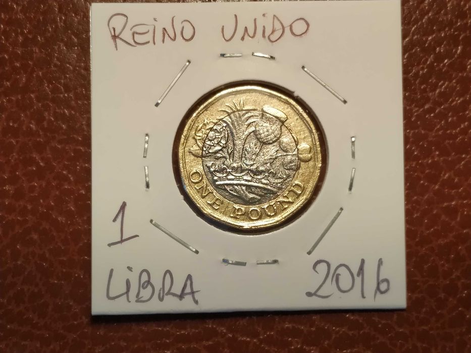 B346 moeda de 1 libra de 2016 bimetálica (com plantas) - reino Unido