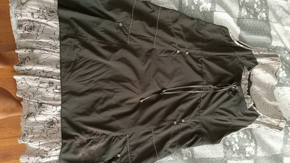 Sukienka czarna z szarym, na letnie dni, cieniutka 42/44