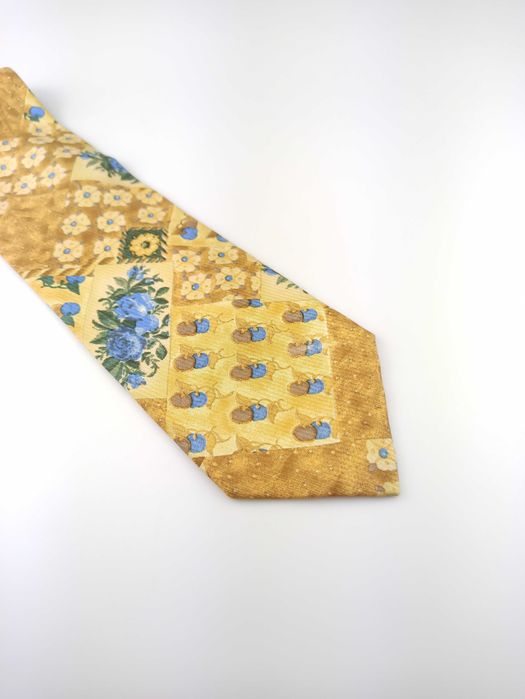 Nickerson żółty jedwabny krawat w kwiaty ap02