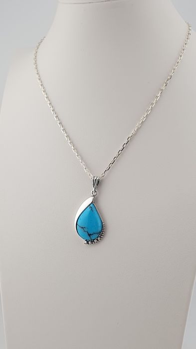 Wisior zawieszka duży srebrny pr.925 z turkusem