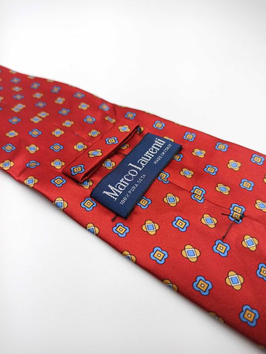 Marco Laurenti czerwony jedwabny krawat w kwiaty mpi169