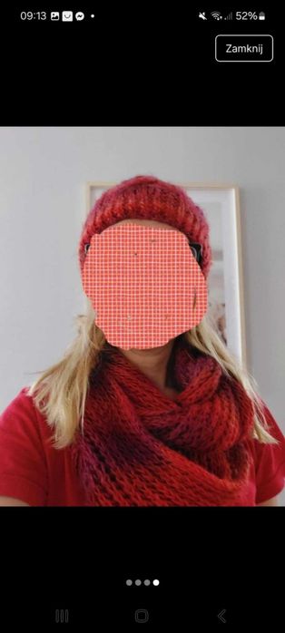 Komplet czapka i szalik ręcznie robione damskie