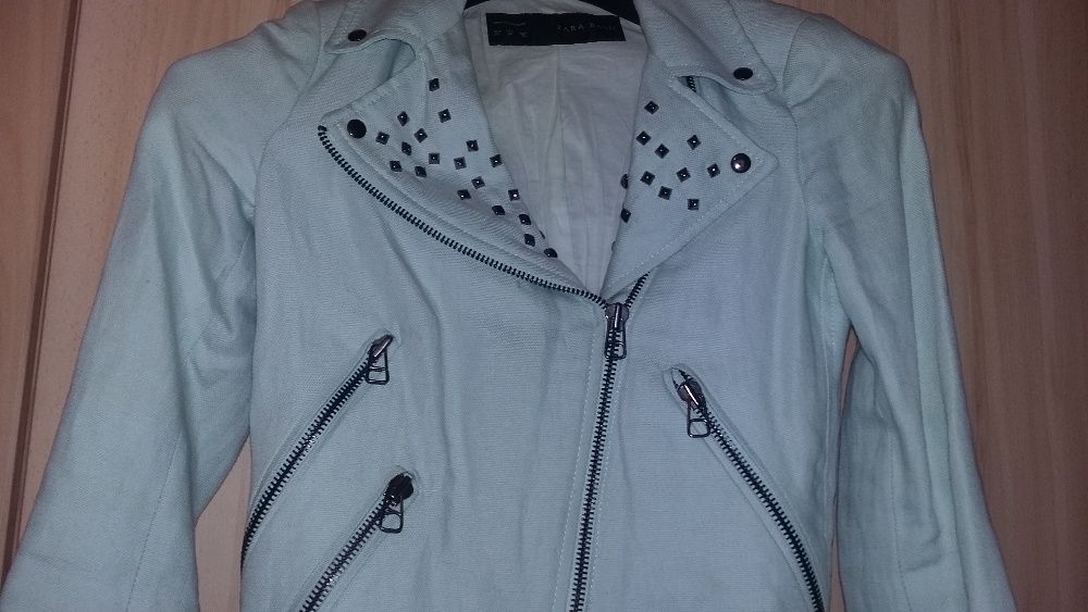 Zara ramoneska kurtka katana miętowa 34 xs nowa