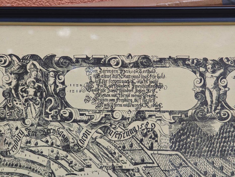 miedzioryt Duza 59,5cmx 100cm Mapa miasta Freiburg z 1589r G.Sickinger