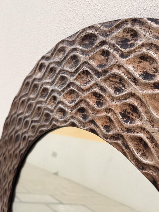 - Espelho redondo decorativo Ø100 cm – Moldura texturada