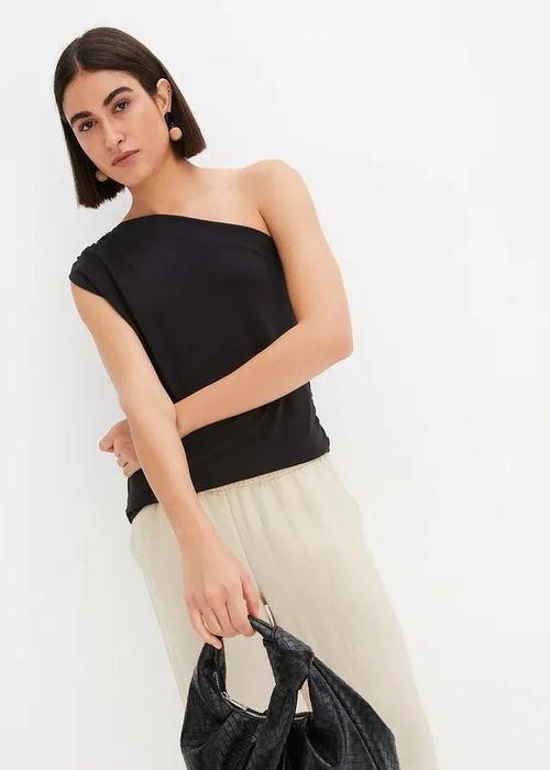 B.P.C czarny top asymetryczny 48/50.
