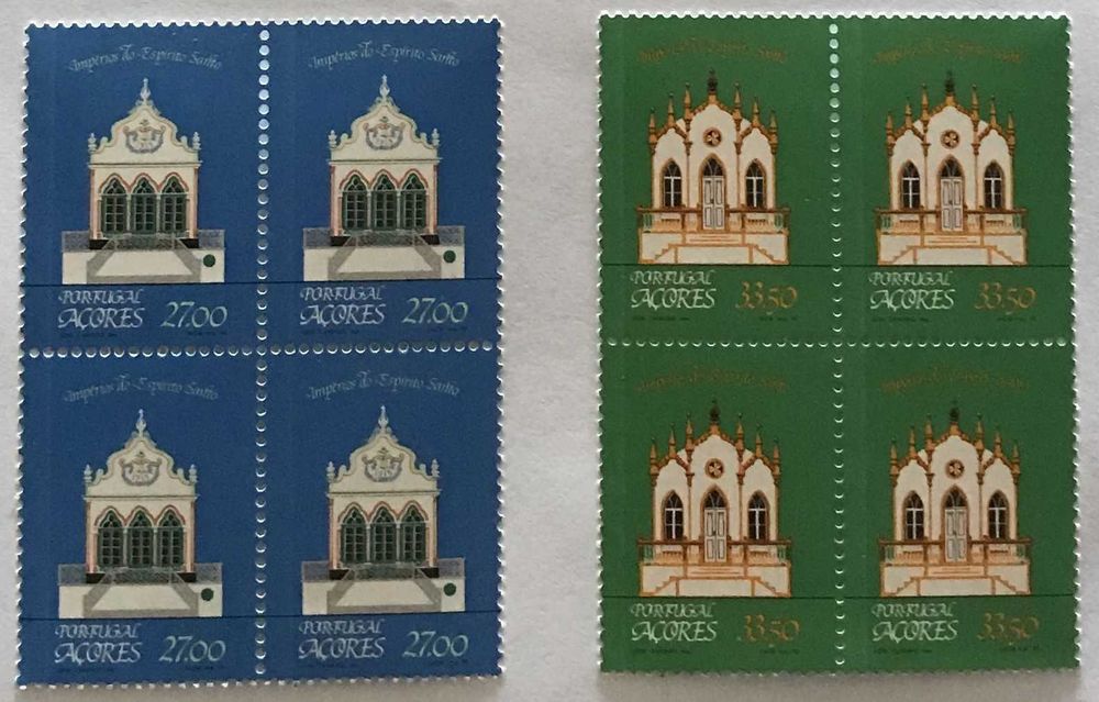 Série de 2 quadras de selos novos - Arquitectura reg. dos Açores -1982