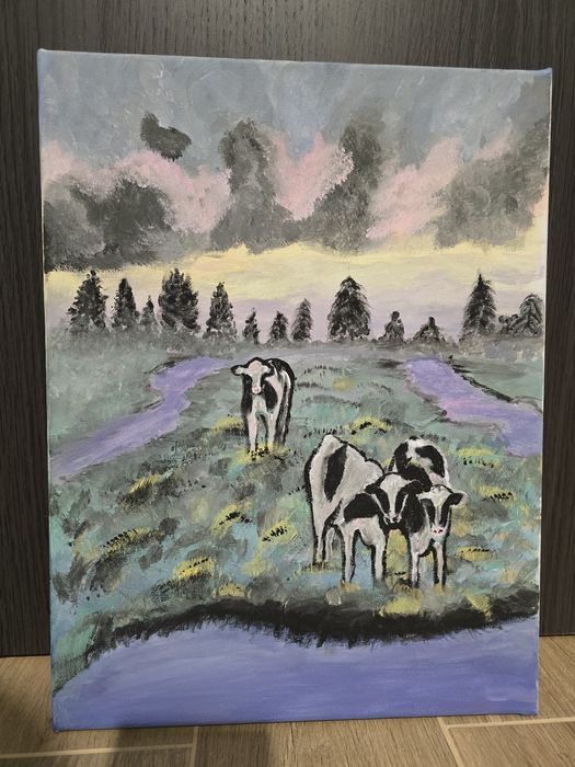 Obraz krówki na polanie