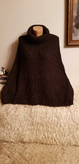 Кофта пончо С-Л с молниями Франция джемпер пуловер толстовка кардиган