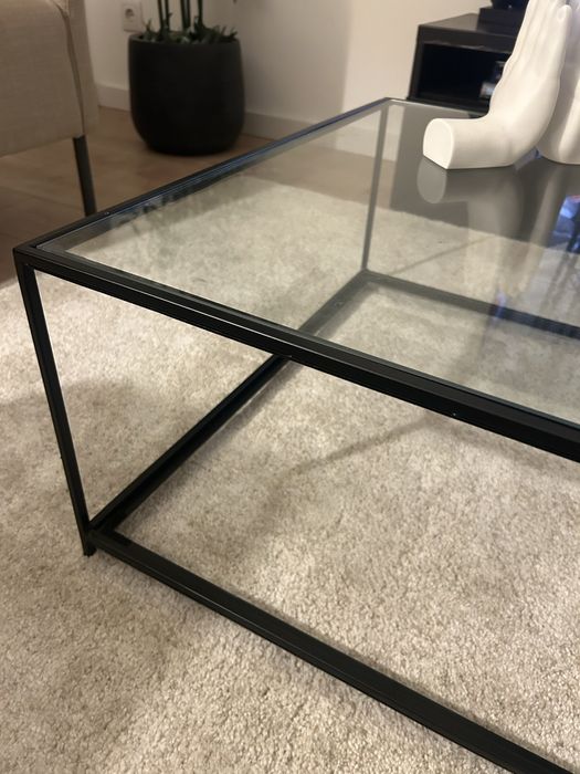 Mesa rectangular de vidro temperado