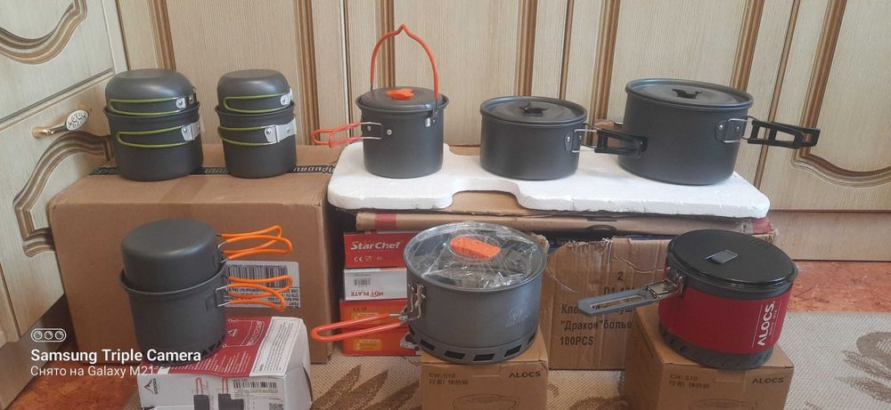 Котелок казанок походной и приборы. Набір посуду тактичний похідний.