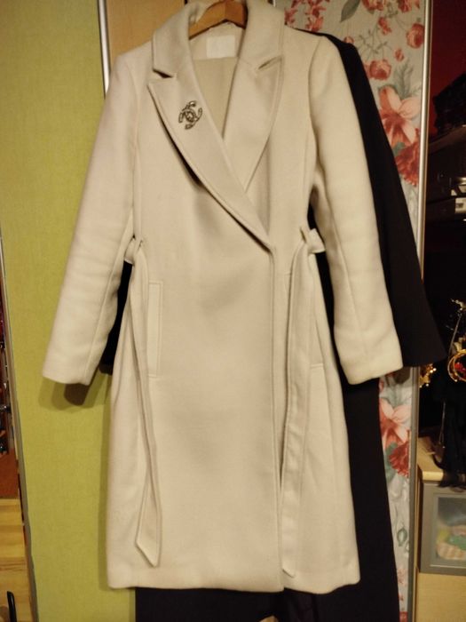 Płaszcz ecru H&M rozmiar S