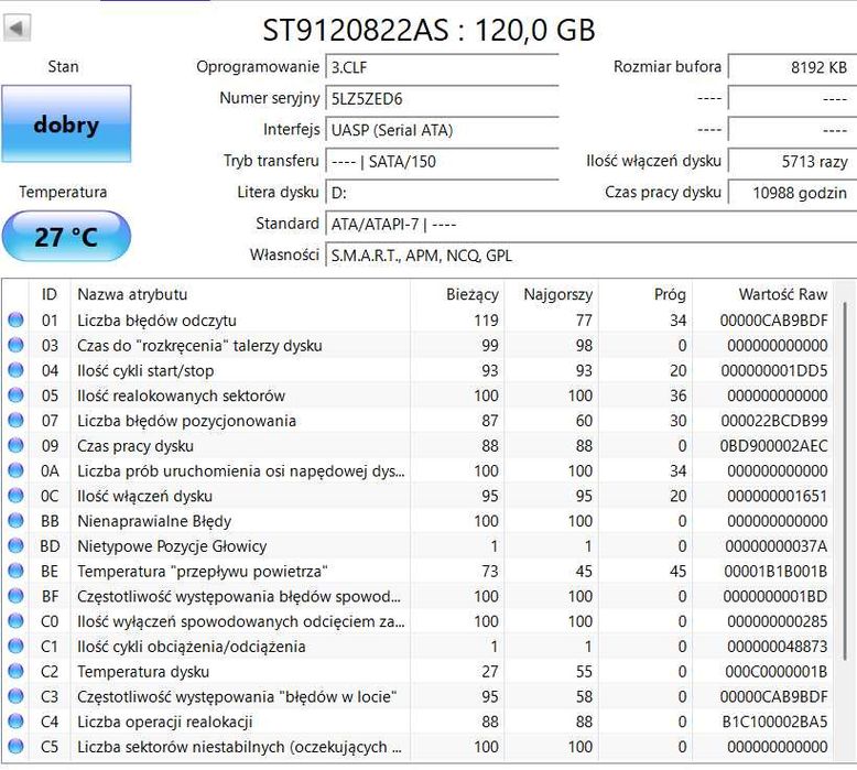 Dysk twardy Seagate ST9120822AS 120GB SATA 2,5" (1970_1)