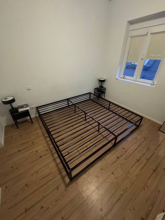 Cama de casal em metal preta – vidaXL