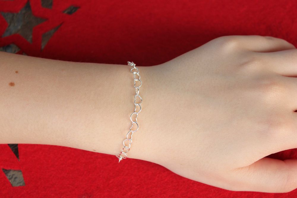 Bransoletka srebrna 925, Prezent, serca, BR10579