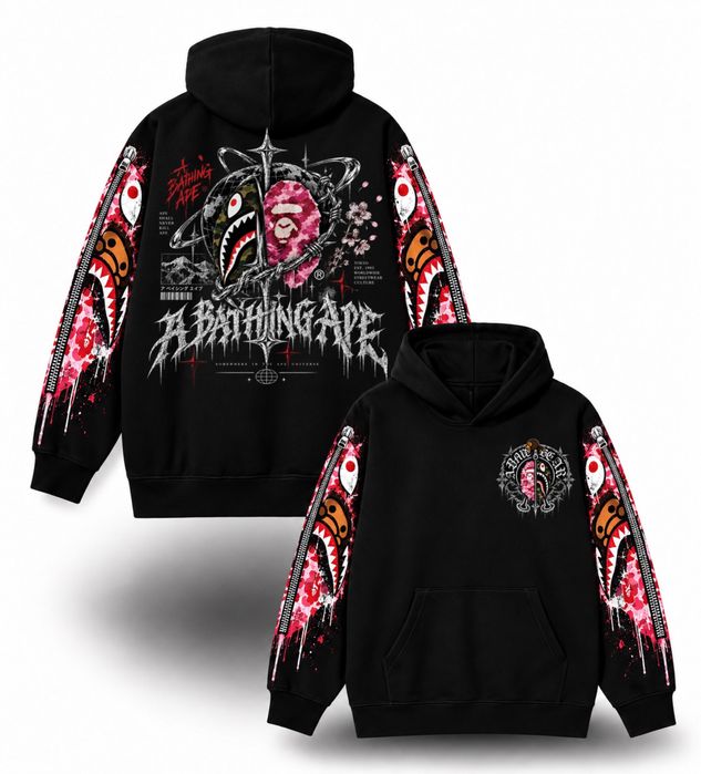 Худи BAPE Shark Hoodie Custom logo унисекс бейп толстовка кофта лонгслив
