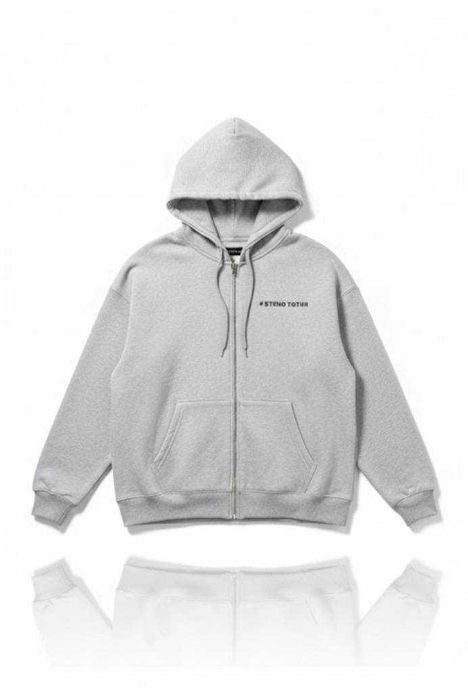 Зіп-худі оверсайз у світло-сірому кольорі у2к