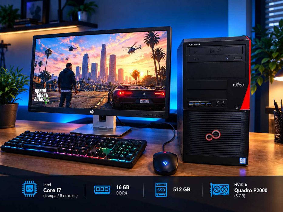 Ігровий ПК / Core i7-7700 / Nvidia 5gb / 16gb DDR4 / 512gb / Гарантія / Оплата частинами