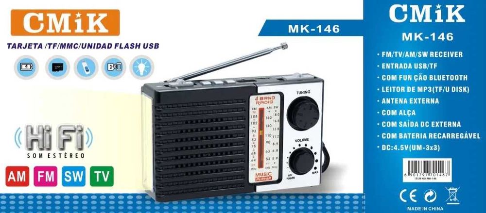 Radio przenośne AM/FM z lampką LED CMIK