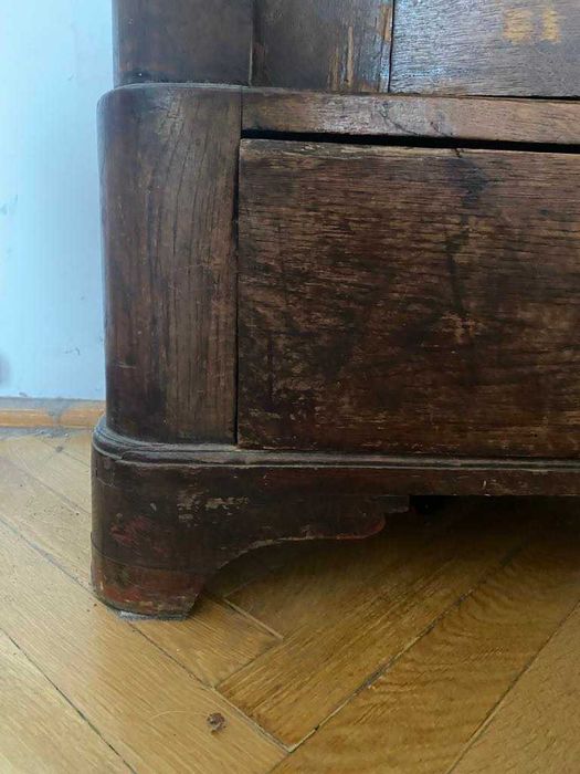 Duża, drewniana szafa z inkrustacjami w stylu art deco