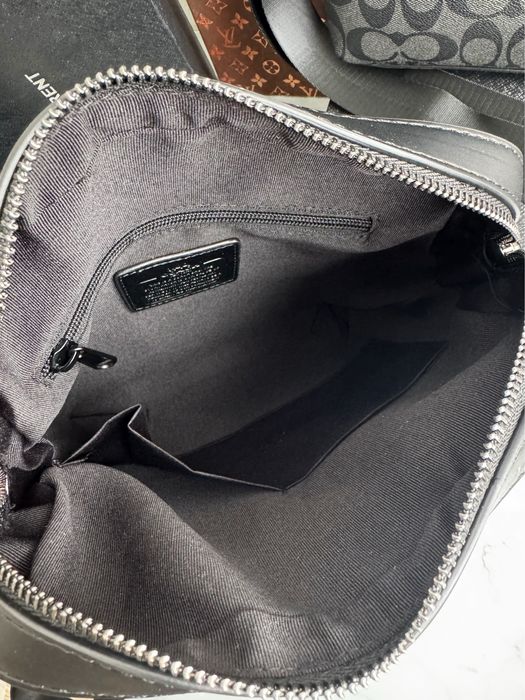 Чоловіча сумка Coach Houston Flight Bag Leather коач чорна коуч шкіра