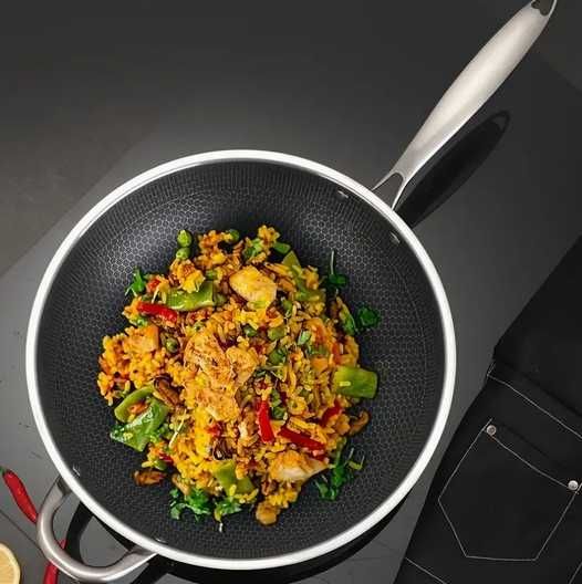 Великий вок з нержавіючої сталі 34, китайська сковорідка 34см вок wok