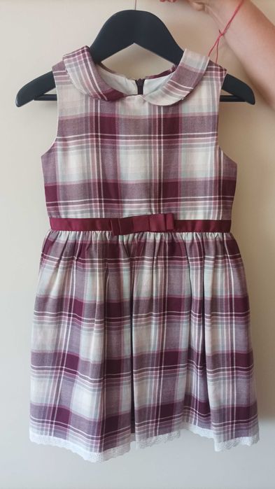 Vestido bordô xadrez