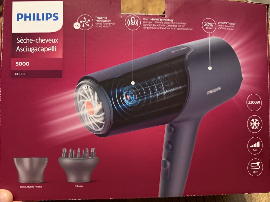 Suszarka do włosów PHILIPS 5000 BHD510/00 Thermoshield jonizacja
