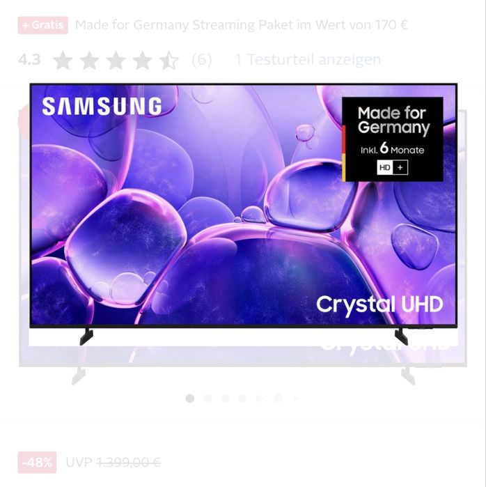 Новий телевізор Samsung GU75U8079FU 2025р з Німеччини