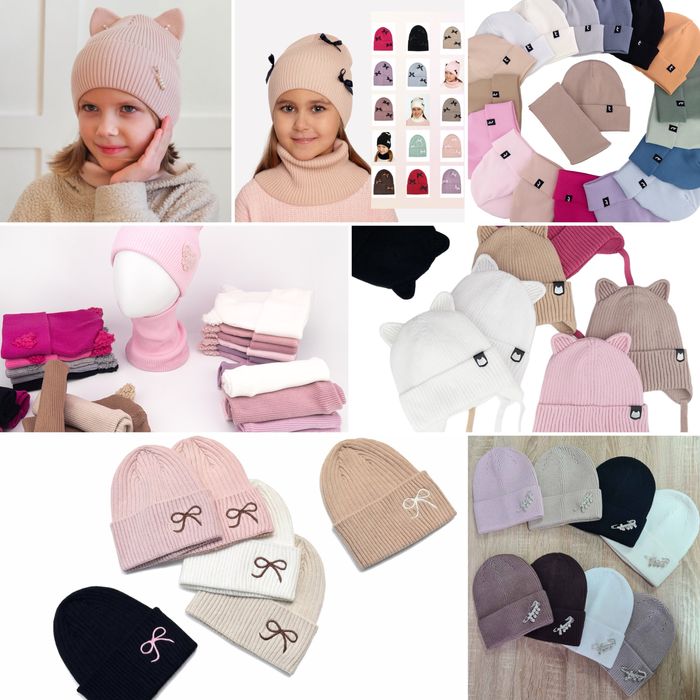 Весняна шапочка на дівчинку/весний комплект шапка та хомут/шапка весна