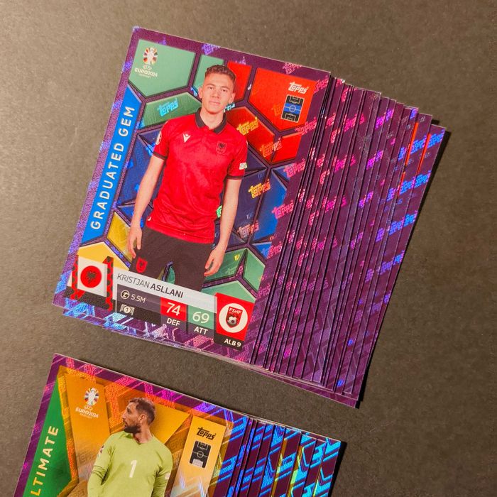 Lote Cartas Paralelas Roxas Topps Euro 2024