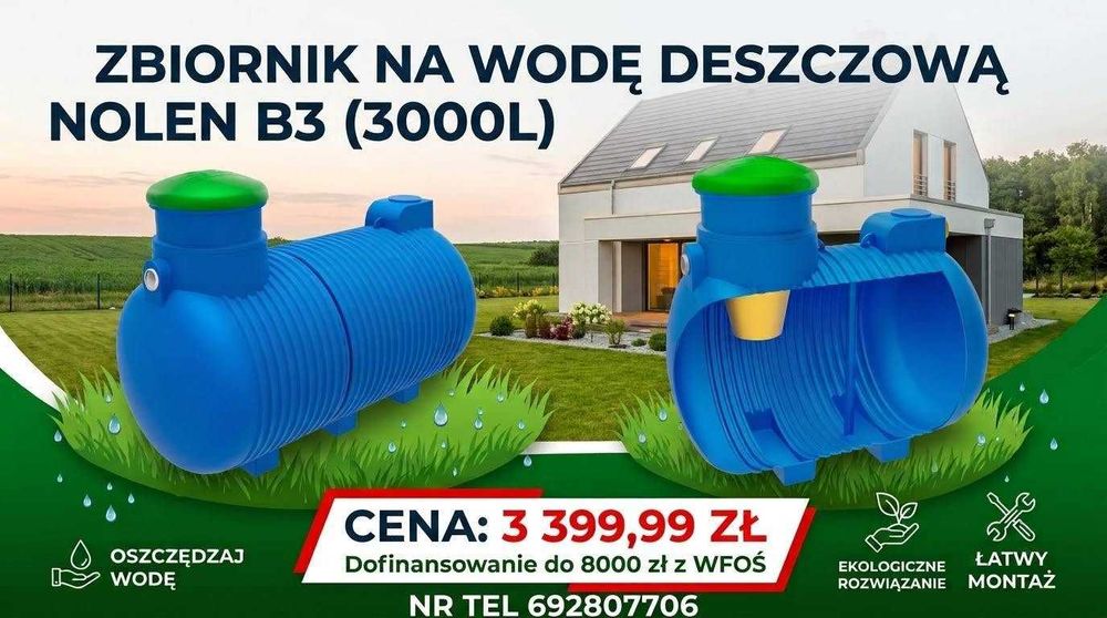 Zbiornik 3000l deszczówka Nolen B-3 DOFINANSOWANIE