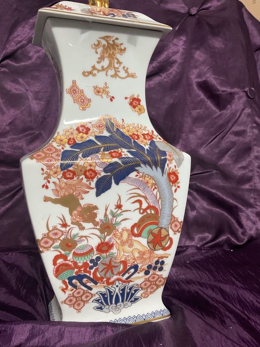 Talha samurai vista alegre porcelana pintura manual com 46 cm