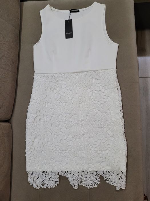 Elegancka biała sukienka z koronką rozm. L