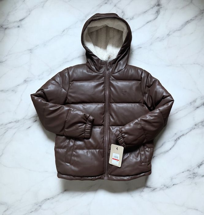 M L 46 48 Levis пуховик куртка парка шкіряна коричневая женская жіноча