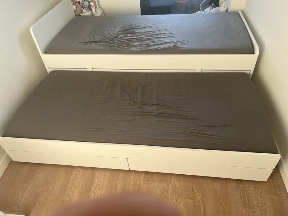 Łóżko podwójne 90x200 + szuflady + materace