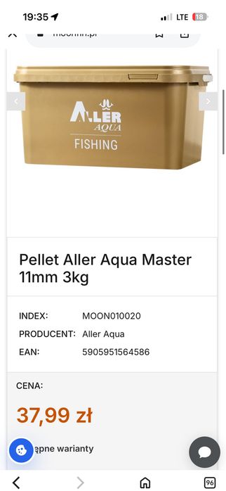 Pellet aller Aqua master 11mm 3kg