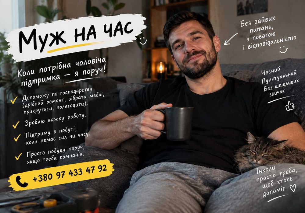 НЕ ДОРОГО Майстер на годину, Сантехнік, Електрик, Домашній майстер, Муж на час, Ремонт 24/7