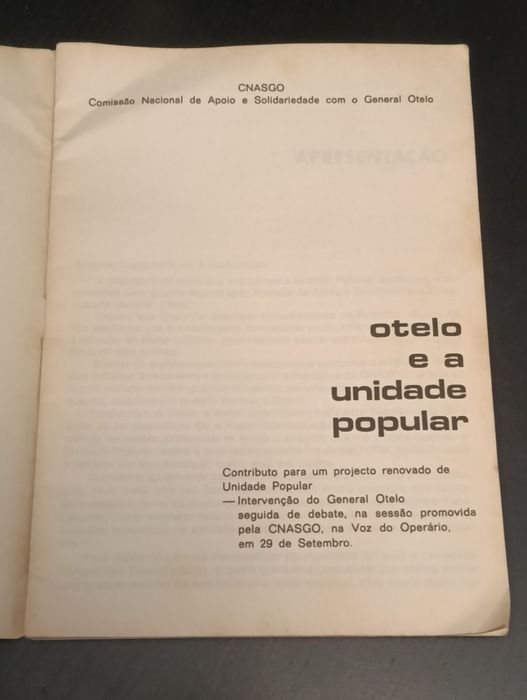 Livro  Otelo e a Unidade Popular