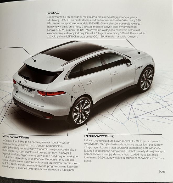 Jaguar F-pace prospekt.